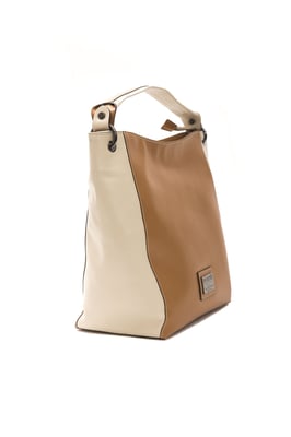 Bolso de Hombro de Cuero Marrón Pompei Donatella para Mujer