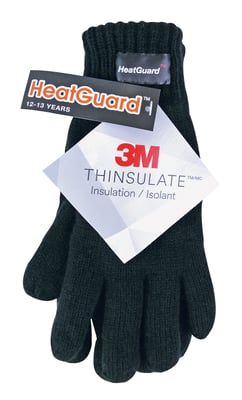 Thinsulate - Guantes de punto para niños - Guantes térmicos de invierno para niños - Negro