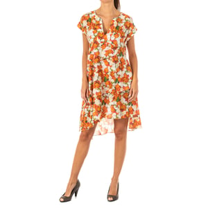 Vestido de manga corta y ancha con cuello en pico LWD008 mujer
