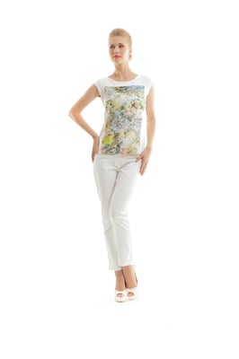 Top cuello barco estampado floral