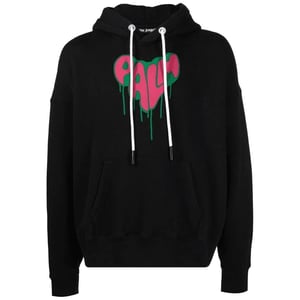 Palm Angels Spray Heart Design sudadera con capucha negra