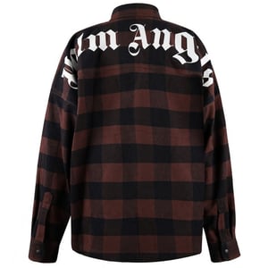 Chaqueta sobrecamisa de franela marrón con logo clásico de Palm Angels