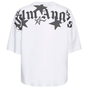 Palm Angels Shooting Stars camiseta blanca extragrande con logo oversize
