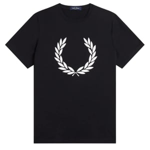 Camiseta negra para niños con estampado de corona de laurel de Fred Perry