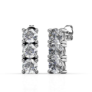 Pendientes Tri - Plata y Cristal