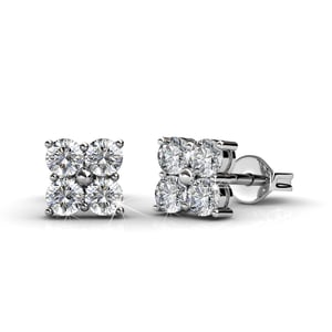 Pendientes cuadrados dulces - Plata y cristal