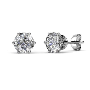 Pendientes Solitaire L - Plata y Cristal