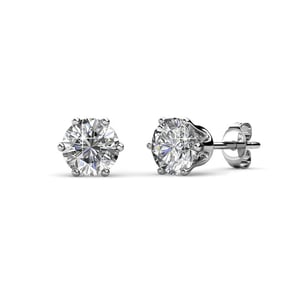 Pendientes Solitaire M - Plata y Cristal