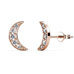 Pendientes de media luna en oro rosa y cristal