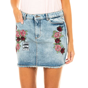 Falda de mezclilla con bajo deshilachado G72011CR mujer