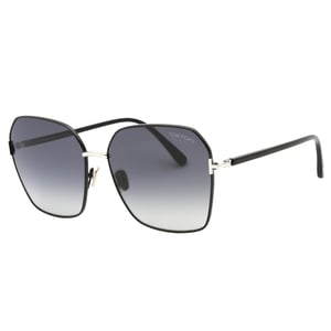 Tom Ford Claudia-02 Gafas de sol negras brillantes con lentes polarizadas ahumadas
