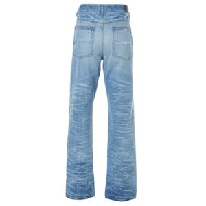 Vaqueros de denim azul índigo desteñido de corte recto con parche Aloha de Amiri