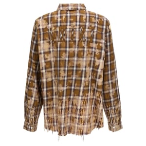 Camisa de franela marrón de manga larga blanqueada Amiri