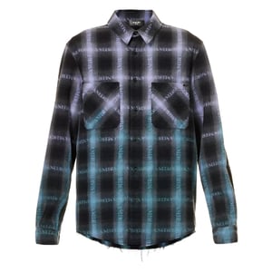 Camisa morada a cuadros de manga larga Amiri