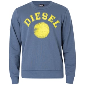 Sudadera azul con logo de lunares desgastados de Diesel