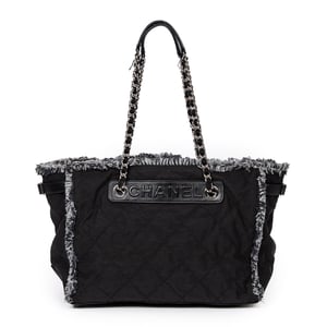 Horizontal Tweed Fringe Chain Tote  Bolso bandolera