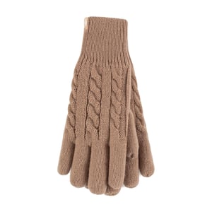 Guantes térmicos de invierno de mujer de punto por cable con forro polar de 2,3 Tog
