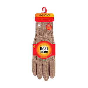 Guantes térmicos de invierno de mujer de punto por cable con forro polar de 2,3 Tog