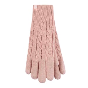 Guantes térmicos de invierno de mujer de punto por cable con forro polar de 2,3 Tog
