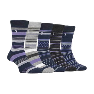 Lote de 5 calcetines de bambú con rayas brillantes para hombre