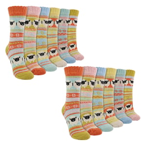 Pack de 12 calcetines de alpaca para mujer con dibujo de oveja