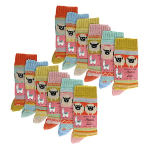 Pack de 12 calcetines de alpaca para mujer con dibujo de oveja