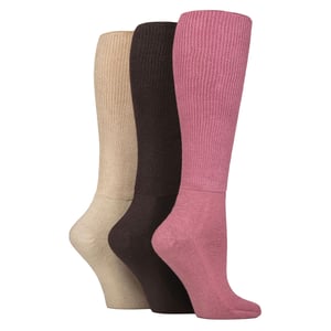 Lote de 3 calcetines de bambú suaves hasta la rodilla para mujeres diabéticas