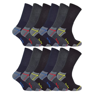 12 pares de calcetines de trabajo acolchados para hombre con puntera de acero