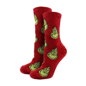 Ladies Novelty Grinch Socks | Funny Red Grinch Design Christmas Socks