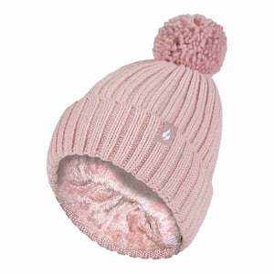 Señoras acanalado manguito térmico aislado invierno Pom Pom Bobble Hat