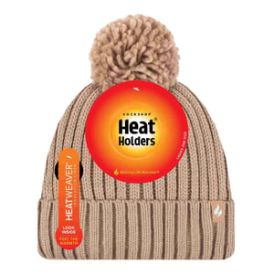 Señoras acanalado manguito térmico aislado invierno Pom Pom Bobble Hat
