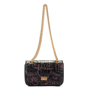 Chanel Mini 2.55 Graffiti Mini en Negro Piel de becerro