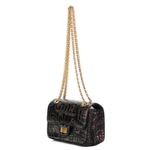 Chanel Mini 2.55 Graffiti Mini en Negro Piel de becerro