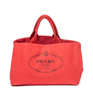 Prada Large Canapa Tote  en Rojo Lienzo