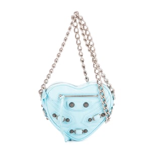 Balenciaga Le Cagole Heart Mini  en Azul Piel de becerro