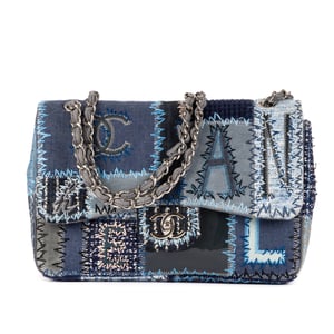 Chanel Ltd. Ed. Patchwork Classic Jumbo Flap 30 en Azul denim Lienzo