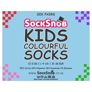 Lote de 6 calcetines de algodón de colores lisos para niños