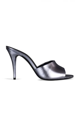 Saint Laurent LA 16 Mules Plateado