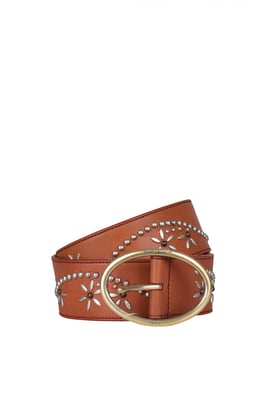 Saint Laurent Cinturón con tachuelas Marrón