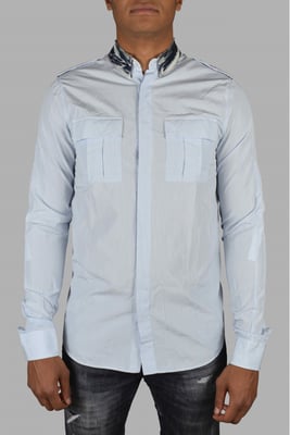 Balmain Camisa con cuello vaquero Azul