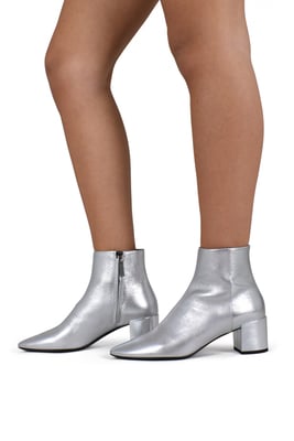 Saint Laurent Botines Loulou 50 Plateado