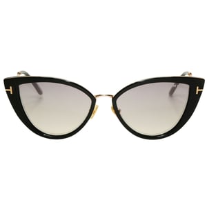 Tom Ford Anjelica-02 Gafas de sol negras brillantes con lentes de espejo ahumado