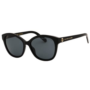 Marc Jacobs gafas de sol negras con lentes grises y logo dorado