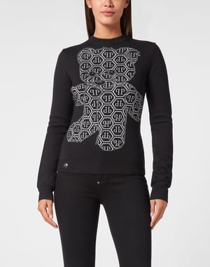 Pullover Round Neck Sexy Pure Strass Teddy Bear