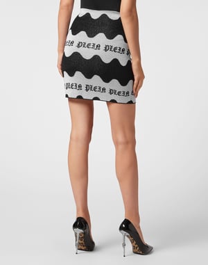 Jacquard Lurex Mini Skirt Waves