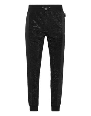 Trousers Jogging Nylon Inserts Monogram Strass