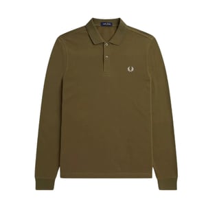Polo liso de manga larga verde uniforme de Fred Perry