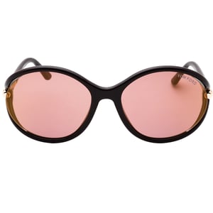 Gafas de sol Tom Ford con montura marrón oscuro brillante y lentes marrón rosa