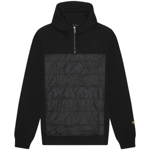 Lyle & Scott Hybrid Paneled Interlock sudadera con capucha en negro azabache