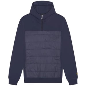 Sudadera con capucha de noche azul marino entrelazada con paneles híbridos de Lyle & Scott